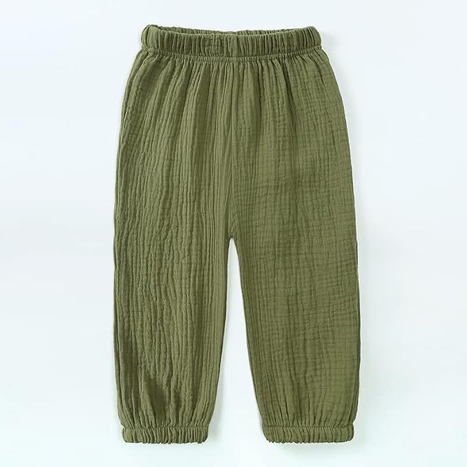 MYGBCPJS Baby Boys Girls Cotton Linen Trousers Kids Casual Ankle Pants Loose - Image 2