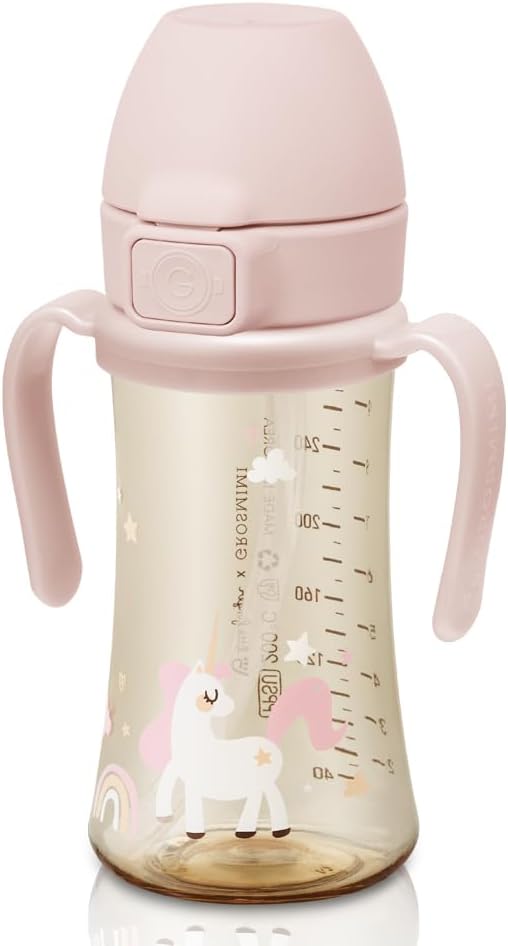 GROSMIMI Flip Top Spill Proof Sippy Cup, BPA Free, 10 oz, Stage 2 Straw - Image 3