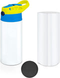 Kids Sublimation Tumbler, 12oz Sublimation Water Bottle Blanks, Straight by XccMe