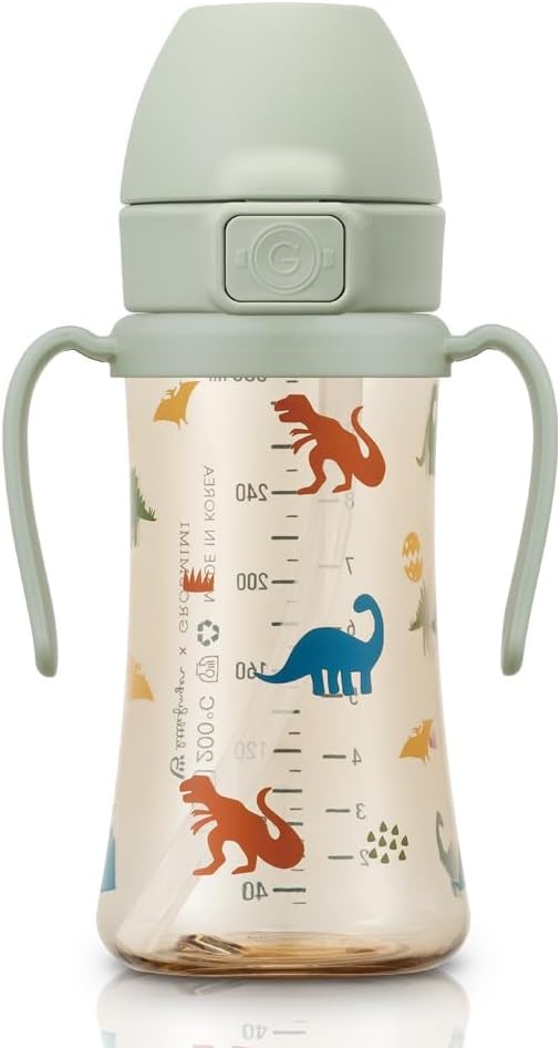 GROSMIMI Flip Top Spill Proof Sippy Cup, BPA Free, 10 oz, Stage 2 Straw by GROSMIMI