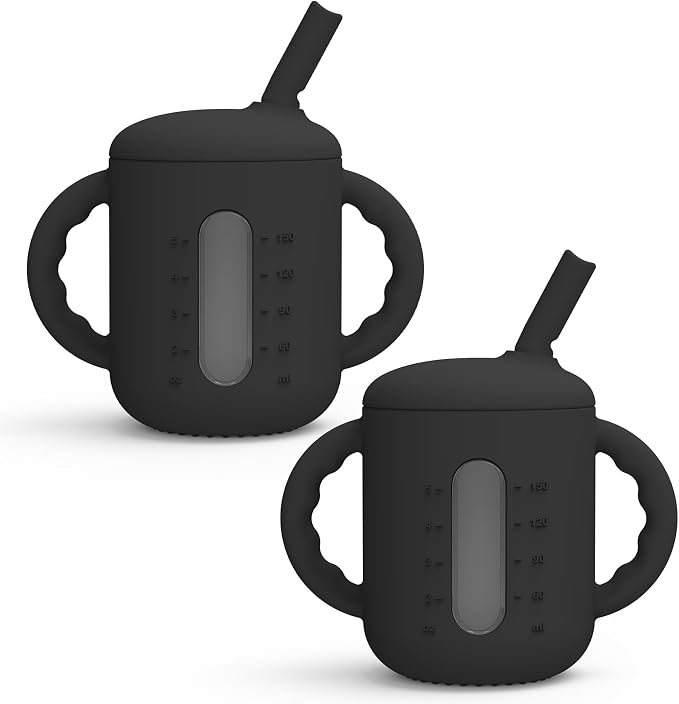 Seposeve 2 Pack Silicone Sippy Cups, Leak-Proof Baby Straw Cup by Seposeve