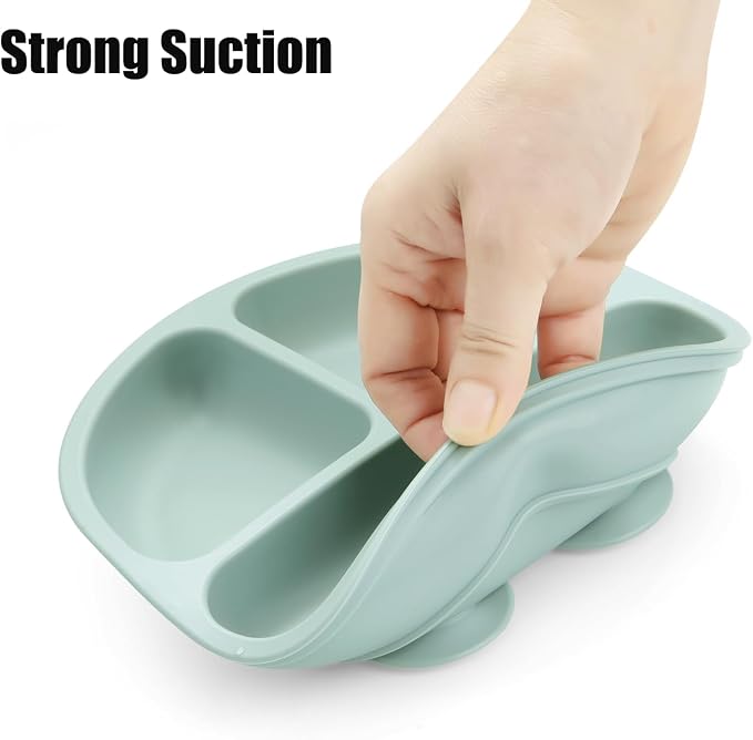 PandaEar Baby Feeding Set| 2 Pack Silicone Divided Suction Plate, 2 Set Toddler - Image 7