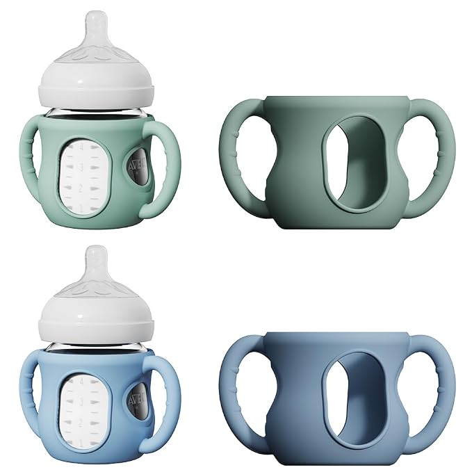 2 Pack Silicone Sleeves for Avent Natural Glass Baby Bottles, Anti Breakage by AYHIT
