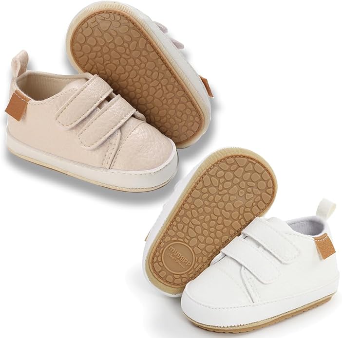 2Pairs Baby Shoes, Boys Girls Non-Slip Rubber Sole Sneakers, Unisex Infant Soft by 82-eitwo