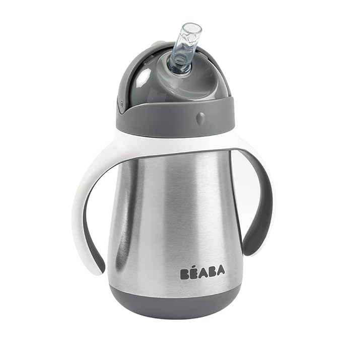 BEABA Stainless Steel Straw Sippy Cup, Insulated Toddler Cups Spill Proof by BEABAUSA