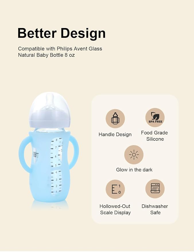 4-Pack Silicone Sleeves for Philips Avent Glass Bottles, BPA-Free - Image 3