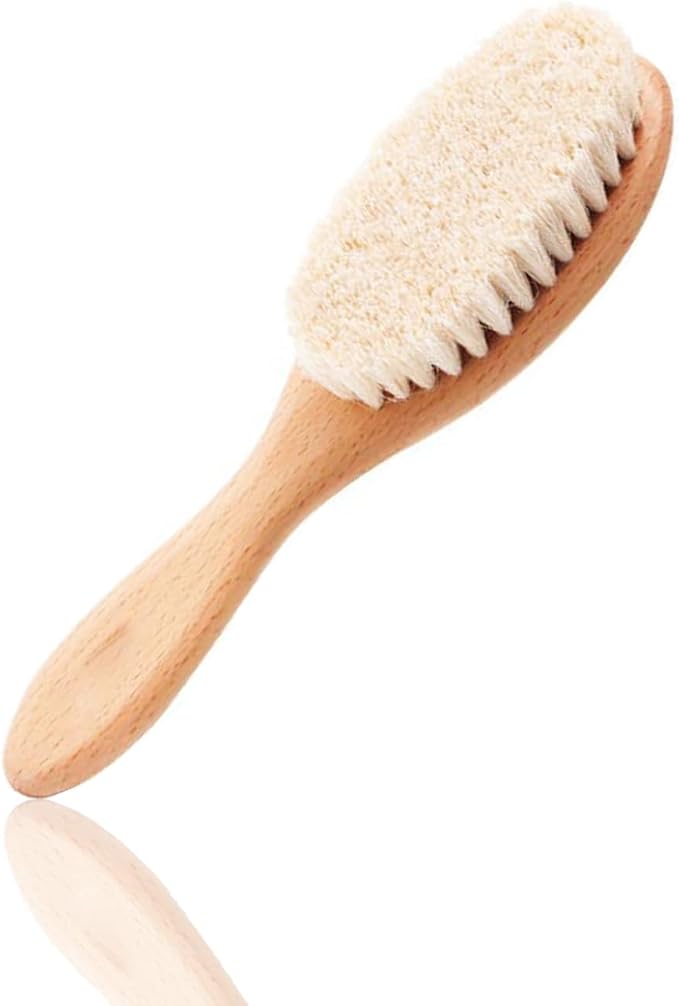 BoAn Wooden Baby Hair Brush, Natural Soft Goat Bristles, Cradle Cap Brush by BoAn-Makeyoumorebeautiful