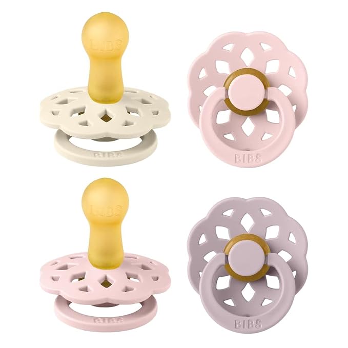 BIBS Boheme Soother 4-Pack | BPA Free Dummy Pacifier | Round Nipple | Natural - Image 2