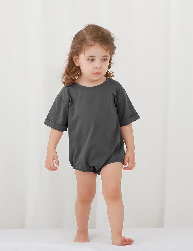 Jimonda Baby Bubble Romper Boy Girl Solid Color T-Shirt Outfits Short Sleeve - Image 2