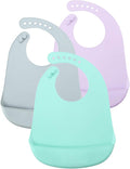 PandaEar 3 Pack Waterproof Silicone Baby Bibs| Super Thin Light Weight Feeding by PandaEar