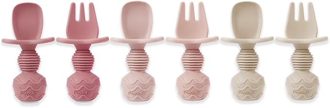 PandaEar 6 Pack Silicone Baby Spoons and Fork Feeding Set- Anti-Choke First - Image 6