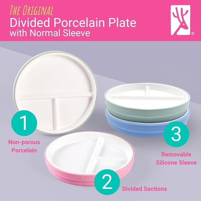Elk and Friends Kids 6.7” Porcelain Divided Plates - Image 9