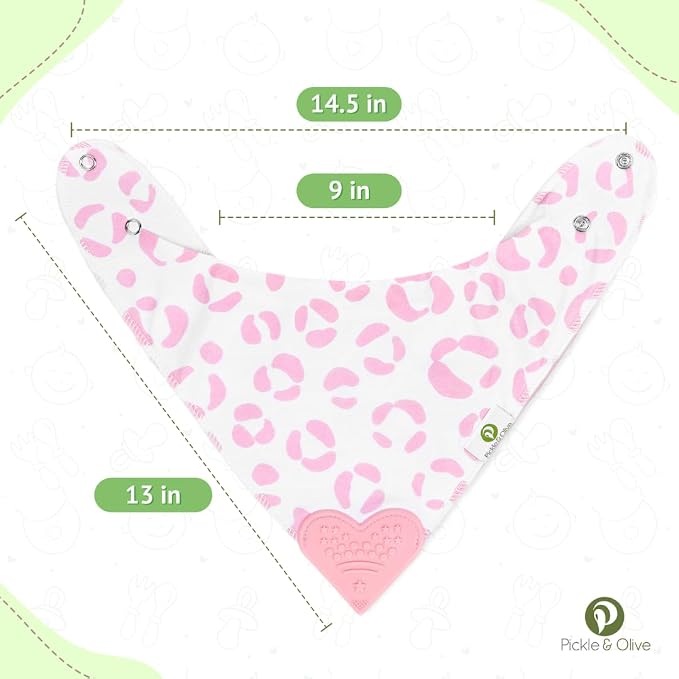 Pickle & Olive - Baby Bandana Girl Teething Bibs - Set Of 4 -Leopard - Image 3