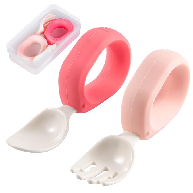 Baby Self Feeding Training Spoon and Fork Set by HIWOOD