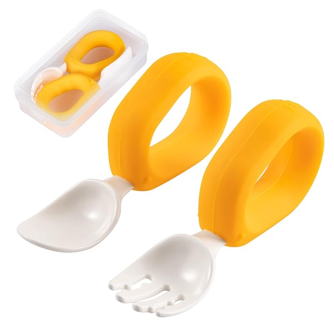 Baby Self Feeding Training Spoon and Fork Set by HIWOOD