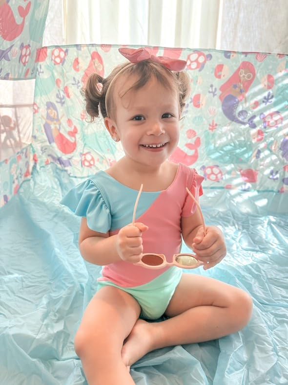 Toddler Girl Baby Ruffles Mermaid Fish Scale Swimsuit One Piece Swimwear - Image 3