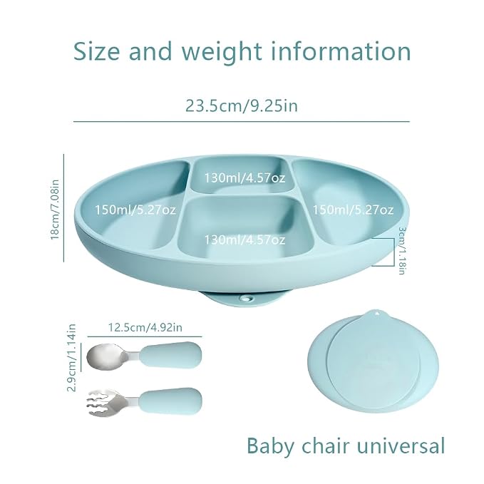 Divided Food Feeding Bowl Silicone Baby Dishes Kid Dinner Suction Baby Silicone - Image 3