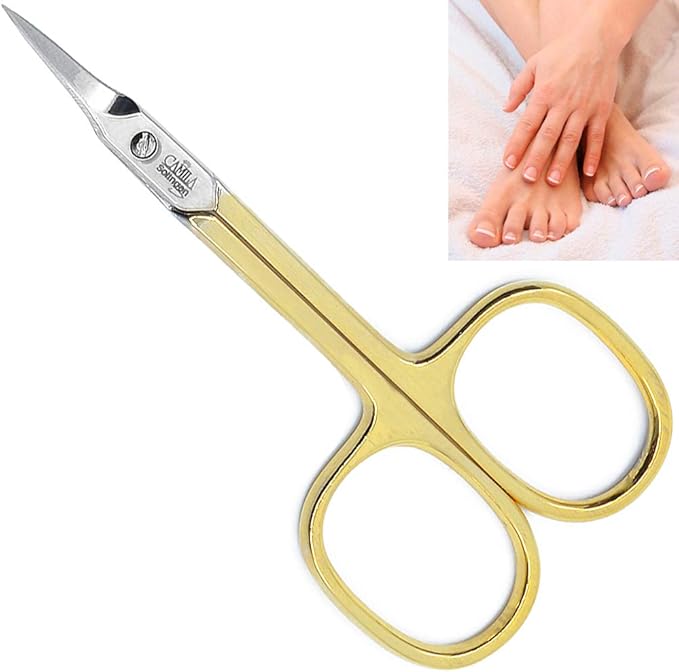 CS04 Professional Nail Cuticle Scissors, Hypoallergenic Gold Plated Sharp by CamilaSolingen