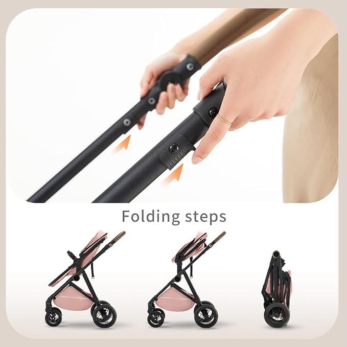 2 in 1 Baby Stroller, High Landscape Infant Stroller Pram Foldable Pushchair - Image 5