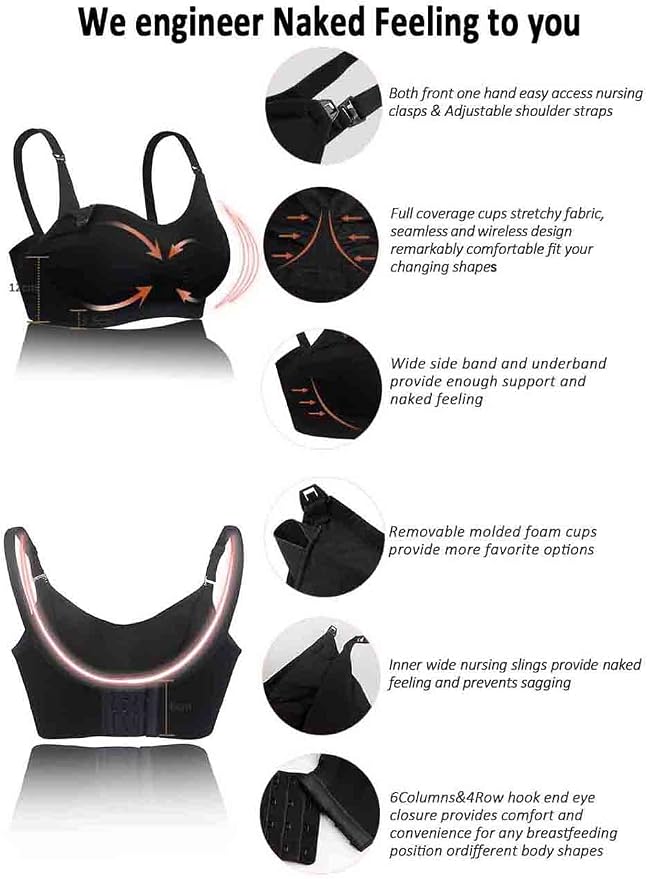 iloveSIA Nursing Bras for Mom Breastfeeding, Seamless Supportive Sleep Bra for - Image 4
