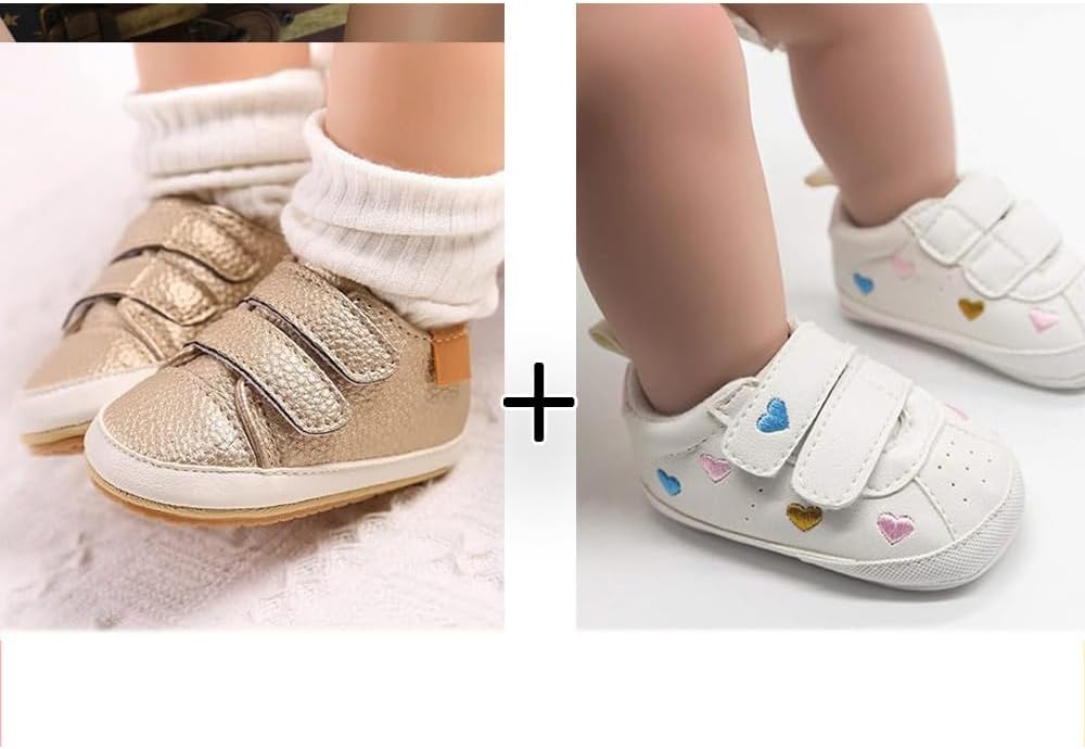 2Pairs Baby Shoes, Boys Girls Non-Slip Rubber Sole Sneakers, Unisex Infant Soft - Image 3