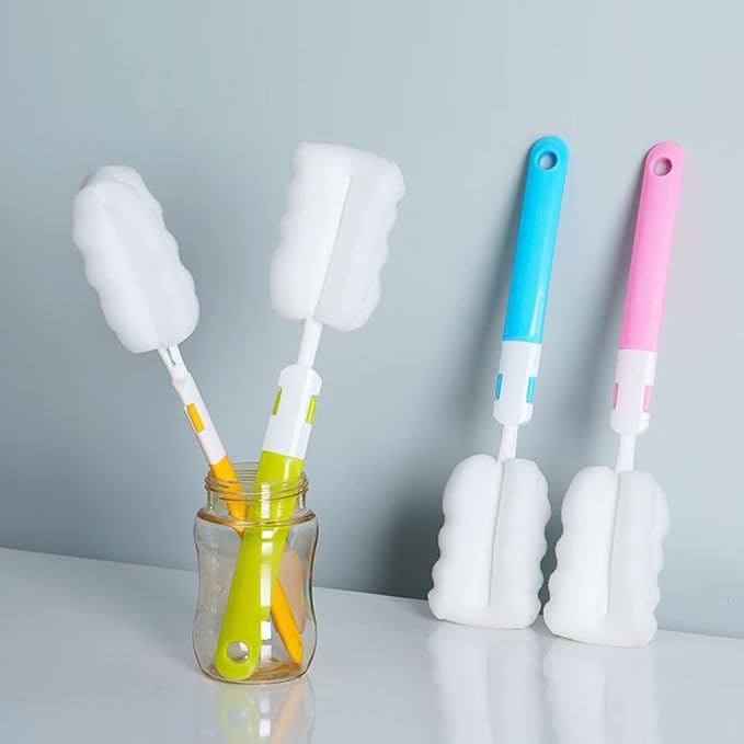 Bottle Brush 8PCS Sponge Cup Brush Set Cup Scrubber Brush Portable Long Handle - Image 9