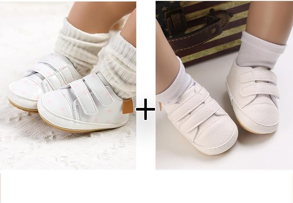 2Pairs Baby Shoes, Boys Girls Non-Slip Rubber Sole Sneakers, Unisex Infant Soft - Image 3