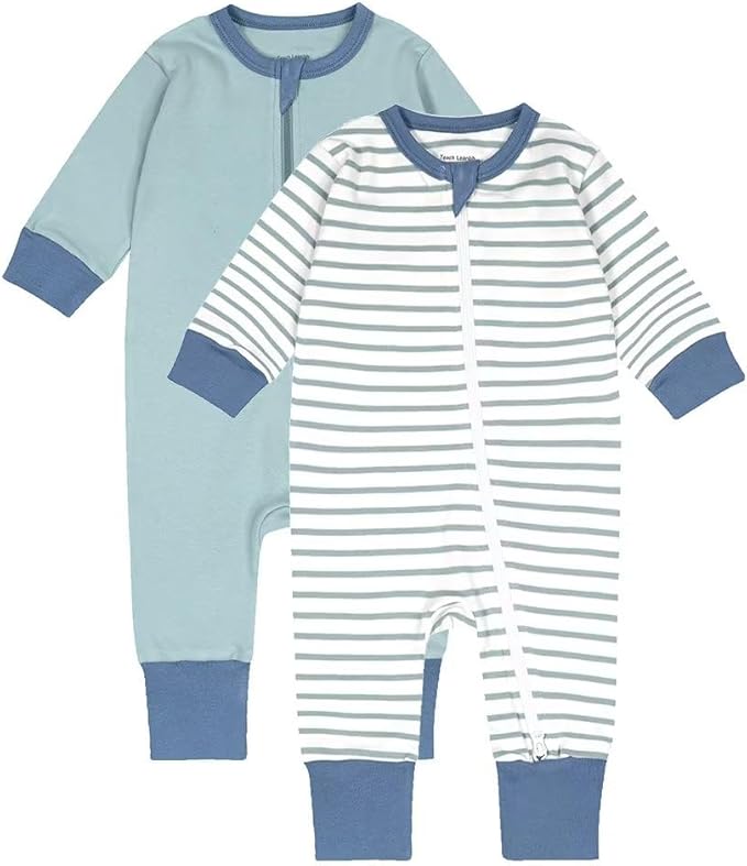 Teach Leanbh Toddler Baby Boys Girls 2-Pack Pajamas Cotton 2 Way Zipper Long by TeachLeanbh