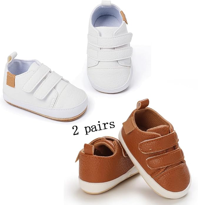 2Pairs Baby Shoes, Boys Girls Non-Slip Rubber Sole Sneakers, Unisex Infant Soft - Image 5