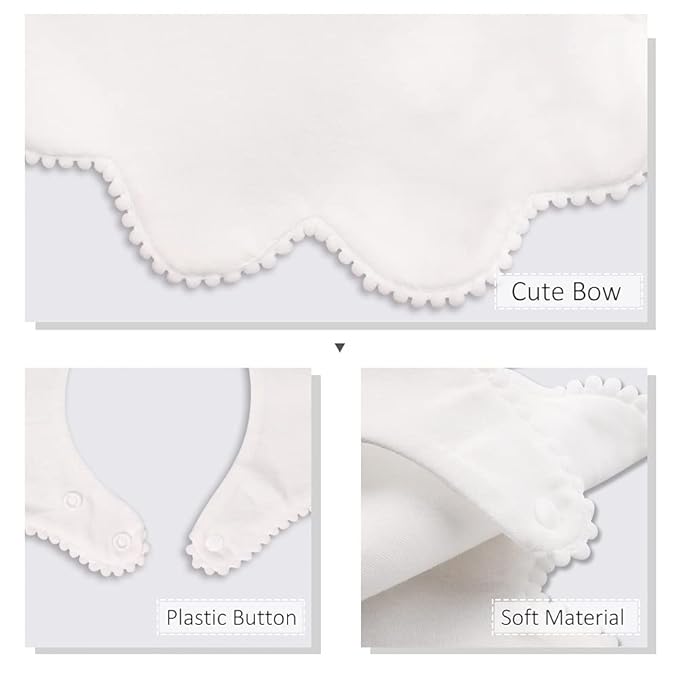 JANGANNSA 3 PCS White Flower Baby Bibs Infant Burp Clothes - Image 5