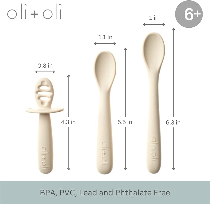 Ali+Oli 3pc Silicone Spoon Set for Baby - Image 3