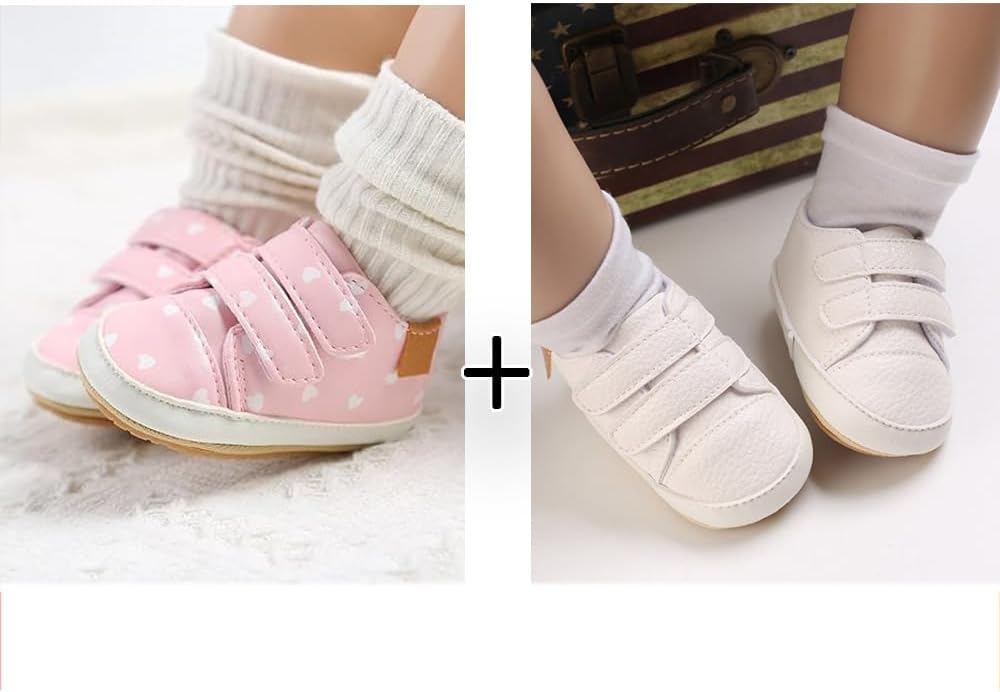 2Pairs Baby Shoes, Boys Girls Non-Slip Rubber Sole Sneakers, Unisex Infant Soft - Image 3