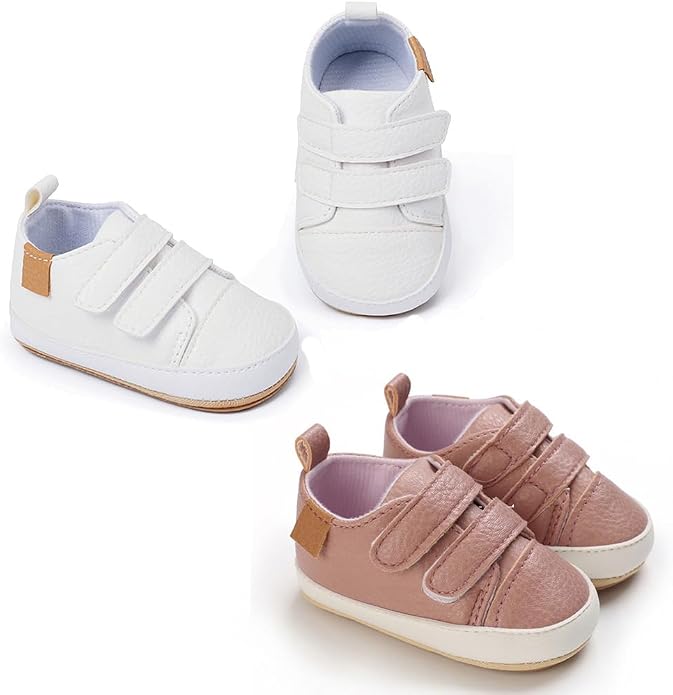 2Pairs Baby Shoes, Boys Girls Non-Slip Rubber Sole Sneakers, Unisex Infant Soft - Image 4