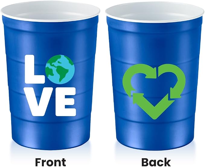 16 oz. Party Cup Earth Day 'Love' Planet Recycle Design - Image 2