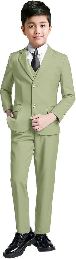 YuanLu Boys Suit for Kids Tuxedo Wedding Ring Bearer Outfit, 5 Piece Boy Slim by YuanLu