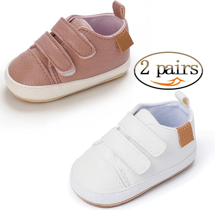 2Pairs Baby Shoes, Boys Girls Non-Slip Rubber Sole Sneakers, Unisex Infant Soft - Image 5