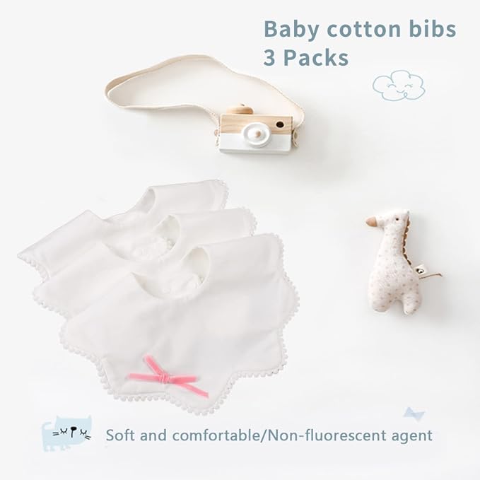 Bamery Baby Bandana Bibs White Cotton Drool Bibs - Image 2