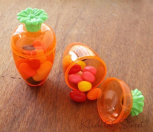 Easter Happy Basket Kids Toddlers Children Pre Made Eggs Clear Carrot Shaped by Unknown