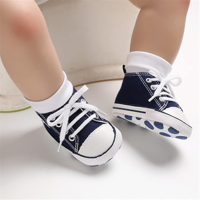 Meckior Baby Girls Boys Canvas Sneakers Soft Sole High-Top Ankle Infant First - Image 2