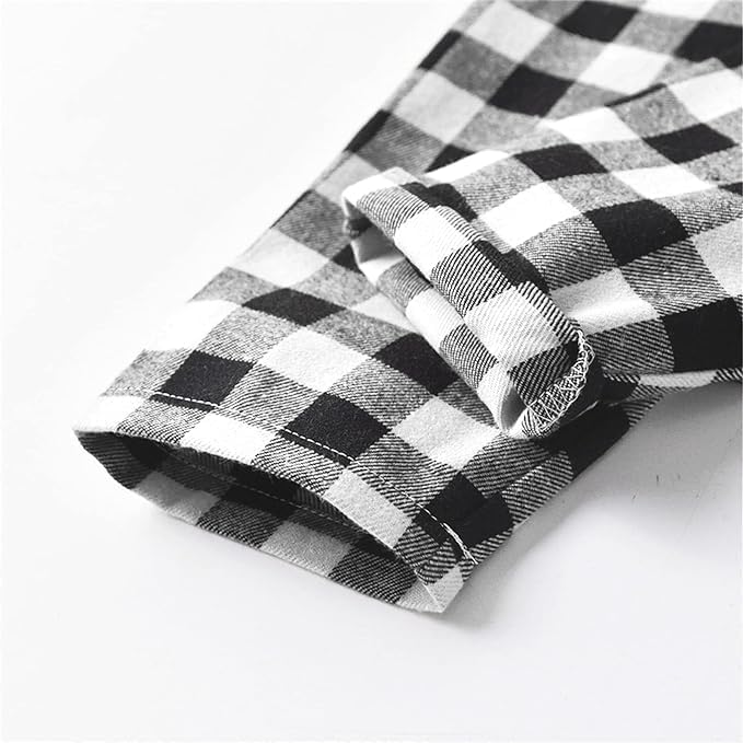 Schbbbta Kids Pajamas Set, Plaid Button Down Pjs - Image 7