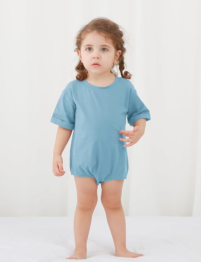 Jimonda Baby Bubble Romper Boy Girl Solid Color T-Shirt Outfits Short Sleeve - Image 4