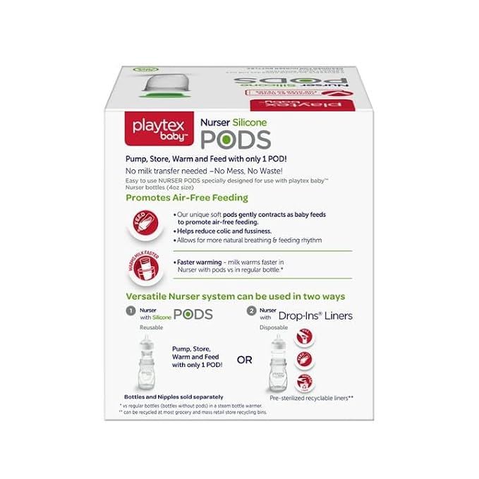 Playtex Baby Nurser Reusable Silicone PODS, 4 Oz, Anti-Colic, Gas Reduction - Image 3