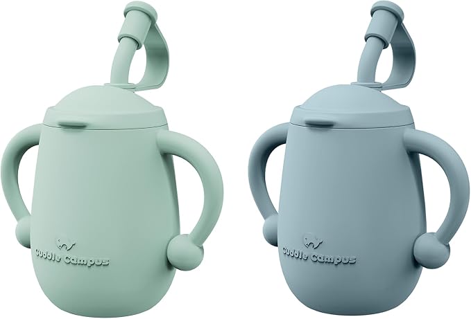 Cuddle Campus Pack of 2 Silicone Baby Training Cup, Shatterproof Toddler Sippy by CuddleCampus
