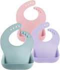 PandaEar 3 Pack Silicone Bibs for Babies Toddlers Girls, Adjustable Fit BPA by PandaEar