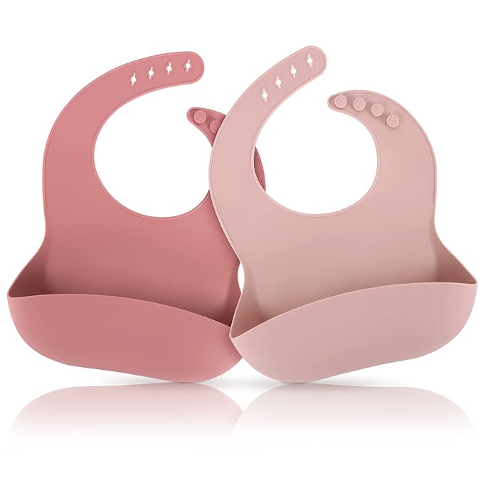 ME.FAN Silicone Baby Bibs for Babies & Toddlers | Adjustable Silicone Bibs 2 Set by MEFAN