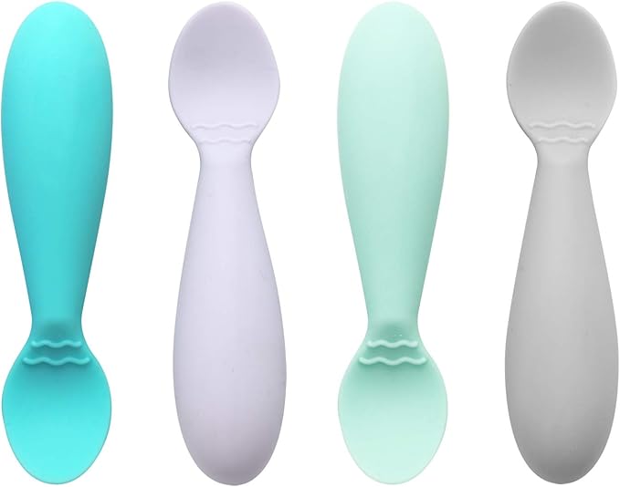 PandaEar Baby Infant Spoons BPA Free, Soft Silicone, Self Feeding Fat Handle by PandaEar
