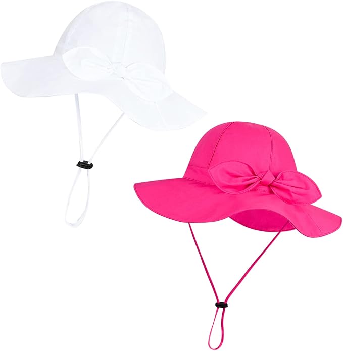 Baby Girl Sun Hat with UPF 50+ Outdoor Adjustable Beach Hat with Wide Brim by DANMY