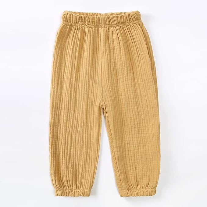 MYGBCPJS Baby Boys Girls Cotton Linen Trousers Kids Casual Ankle Pants Loose - Image 4