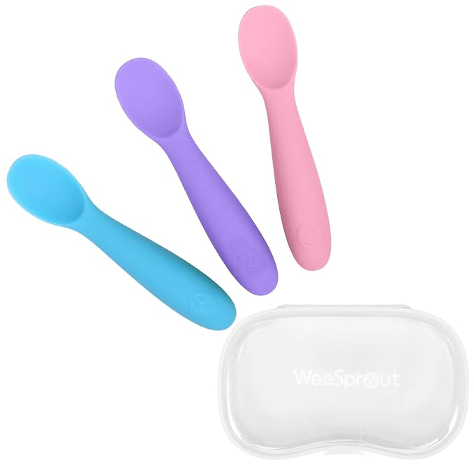 WeeSprout Baby Spoons for Self Feeding 6 Months +, Soft & Durable Silicone by WeeSprout