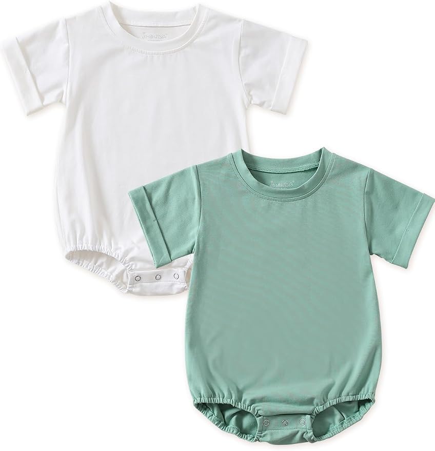 Jimonda Baby Bubble Romper Boy Girl Solid Color T-Shirt Outfits Short Sleeve by JimondaBaby